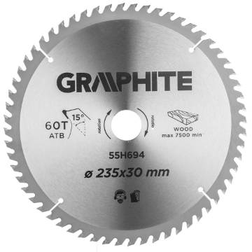 Circular saw blade, solid carbide, 235 x 30 mm, 60 teeth