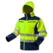 High visibility work jacket, softshell with hood, yellow, size XXXL