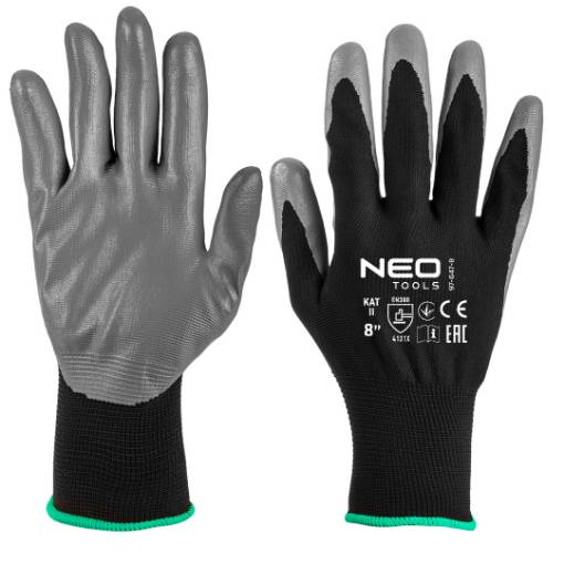 Work gloves, nitrile coated polyester, 4131X, size 8