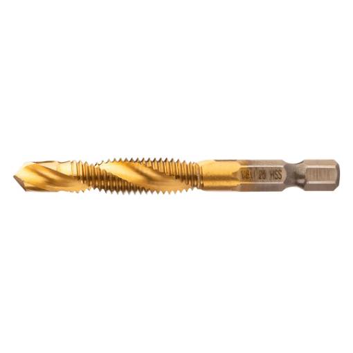 HSS TiN threading drill bit, M8 x 1.25 mm, Hex