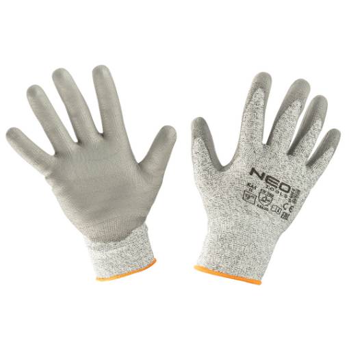 Anti-cut gloves, PU coated, 4X43D, 9"
