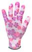 Garden gloves, polyester, flower pattern, size 9"