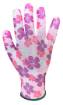 Garden gloves, polyester, flower pattern, size 9"