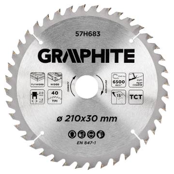 Disc for circular saw, carbide 210 x 30 mm, 40 teeth