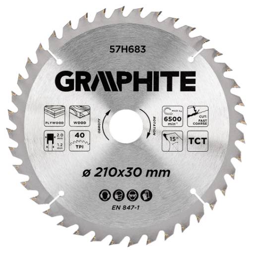 Disc for circular saw, carbide 210 x 30 mm, 40 teeth