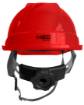 Industrial helmet with chin strap, red