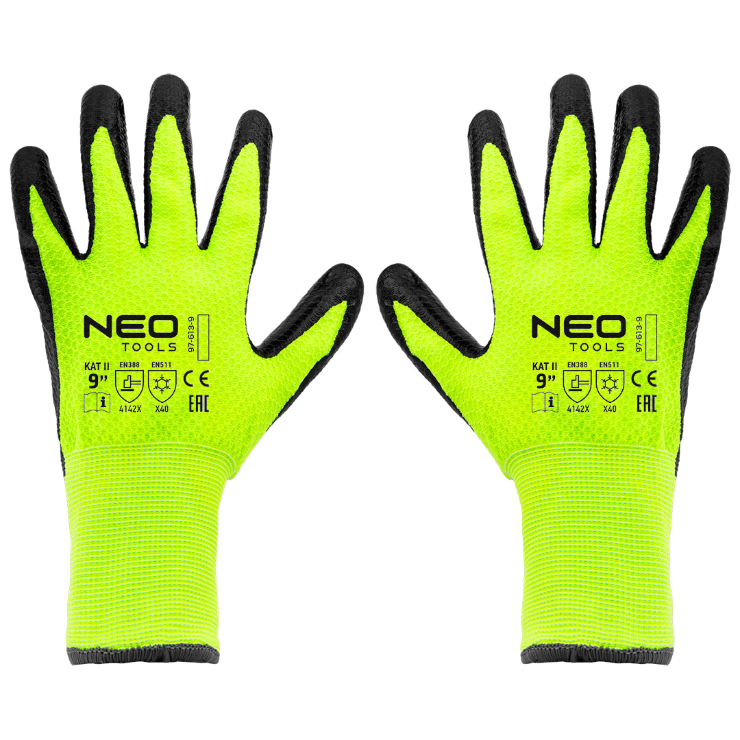 Insulated work gloves, latex coated nylon, 4142X, size 9