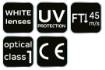 Safety glasses, white lenses, resistance class F