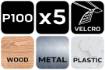 Velcro-backed sanding paper 93 x 185 mm, P100, 5 pcs, with 8 holes