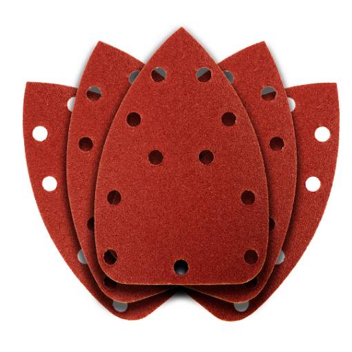 Delta sanding paper, velcro 140 x 140 x 80 mm, K100, 5 pcs, with holes