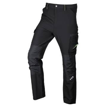 Mix&Match work trousers, 4 way stretch, black-green, size L