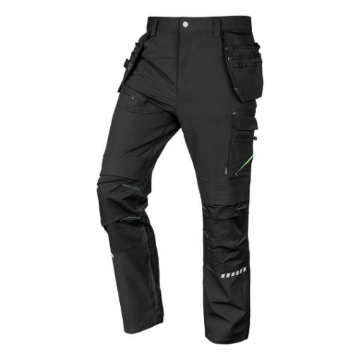 Mix&Match work trousers, 4 way stretch, with holsters, Cordura, black, size S
