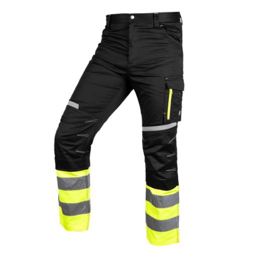 Safety trousers, black and yellow, size L