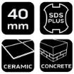 SDS Plus chisel 40 x 250 mm, 25 deg.