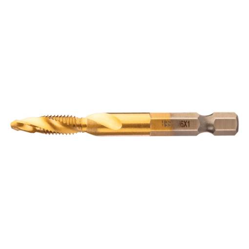 HSS TiN threading drill bit, M6 x 1 mm, Hex