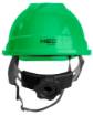 Industrial helmet with chin strap, green