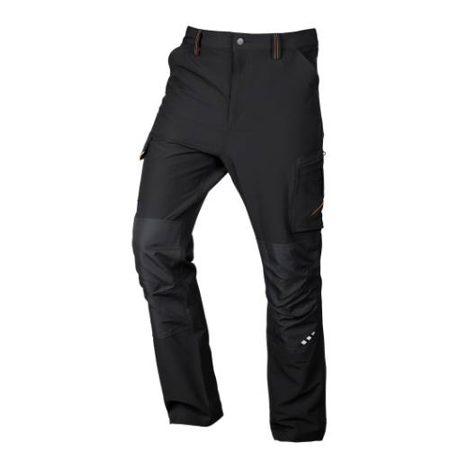 Mix&Match work trousers, 4 way stretch, black and orange, size M