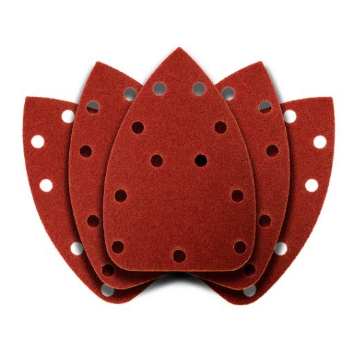 Delta sanding paper, velcro 140 x 140 x 80 mm, K80, 5 pcs, with holes