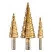 Step drills: 4-12, 4-20, 4-32 mm, TiN, set 3 pcs