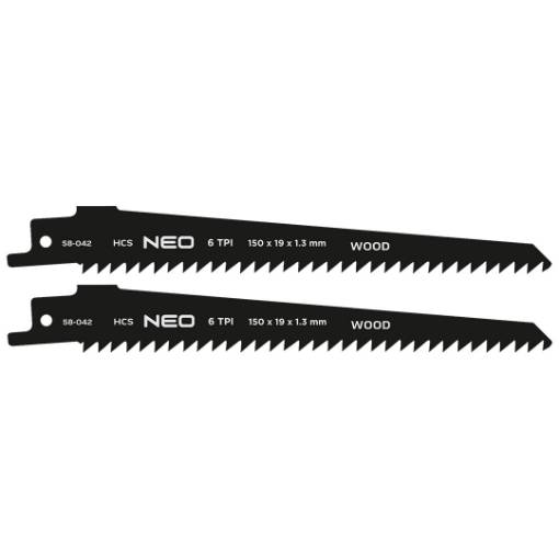 Sabre saw blade, HCS, 152 x 19 x 1.3 mm, 6TPI, cpl. 2 pcs.
