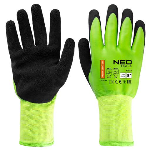 Insulated work gloves, latex coated polyester (2 layers), 3241X, size 8