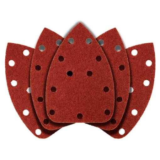 Delta sanding paper, velcro 140 x 140 x 80 mm, K40, 5 pcs, with holes