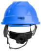 Industrial helmet with chin strap, blue
