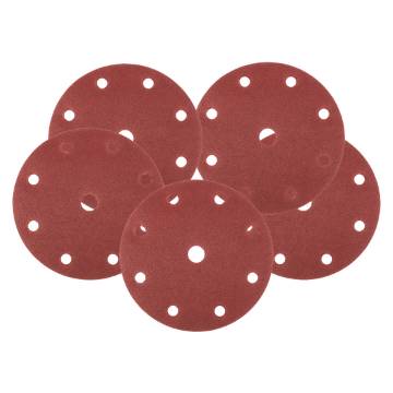 Velcro sanding discs  150 mm, P180, 5 pcs, with 9 holes for 04-721