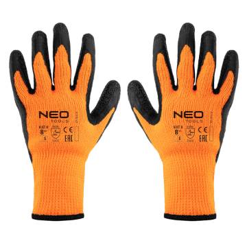 Insulated work gloves, latex coated polyester, 2242X, size 8