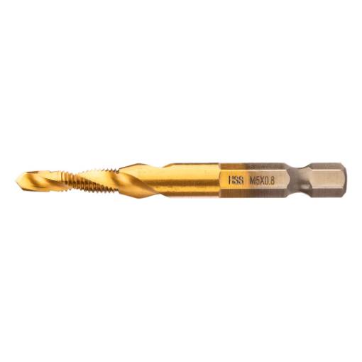 HSS TiN threading drill bit, M5 x 0.8 mm, Hex