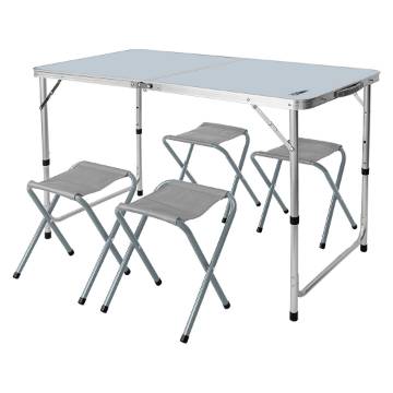 Camping set of table and 4 chairs, folded into a suitcase