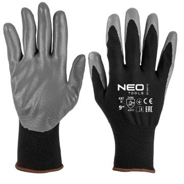 Work gloves, nitrile coated polyester, 4131X, size 9