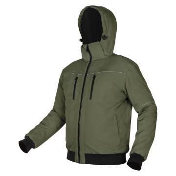 Insulated jacket with hood OUTDOOR, green, size XXL