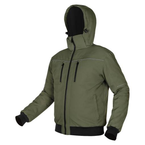 Insulated jacket with hood OUTDOOR, green, size XXL