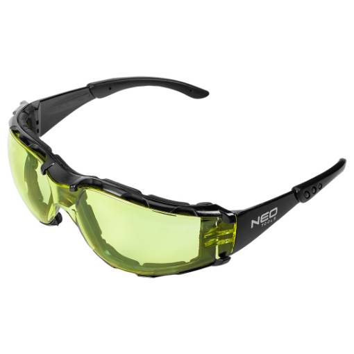 Safety glasses with foam inlay, yellow lenses, resistance class FT