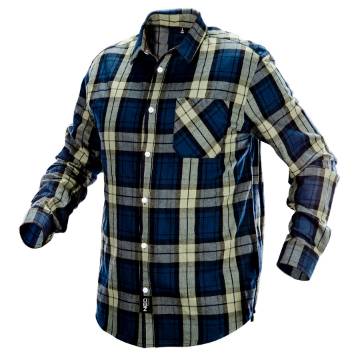 Flannel men shirt, dark blue-olive-black, size S