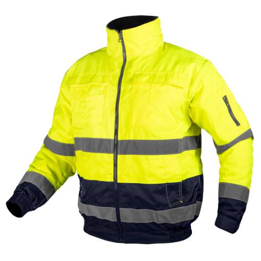 High visibility work jacket 3 in 1, insulated, yellow and black, size L
