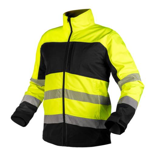 Softshell high visibility work jacket, black-yellow, size XL