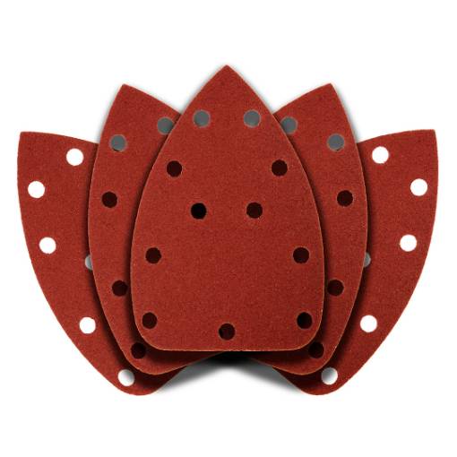 Delta sanding paper, velcro 140 x 140 x 80 mm, K120, 5 pcs, with holes