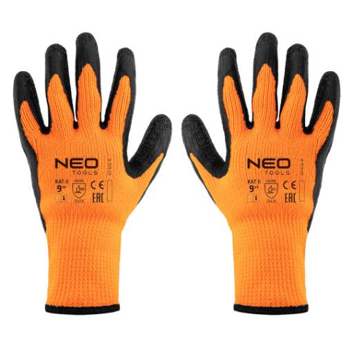 Insulated work gloves, latex coated polyester, 2242X, size 9