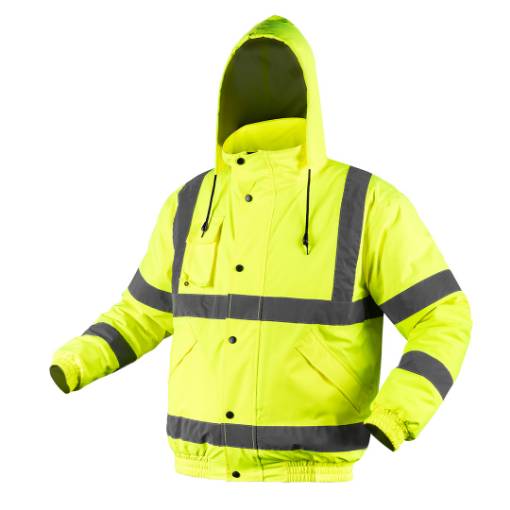 Lightly insulated high visibility work jacket, bomber jacket, yellow, size XL