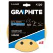Sanding paper, velcro 180 mm, K120, 5 pcs, with 8 holes for sander 59G263