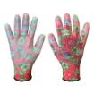 PU coated garden gloves, rose pattern, size 9"