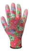PU coated garden gloves, rose pattern, size 9"