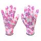 Garden gloves, polyester, flower pattern, size 8"