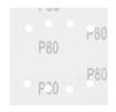 Sanding paper, velcro  113 x 113 mm, P80, 5 pcs. with 8 holes