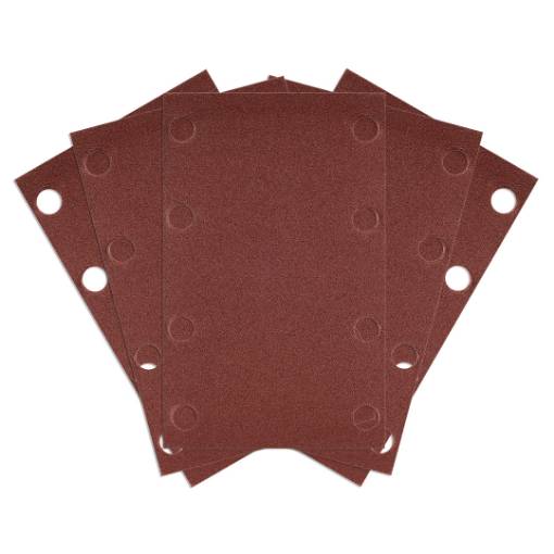 Velcro sanding paper, rectangular 80 x 130 mm, P240, 5 pcs, with 8 holes for 04-623