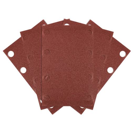 Velcro sanding paper, rectangular 80 x 130 mm, P120, 5 pcs, with 8 holes for 04-623