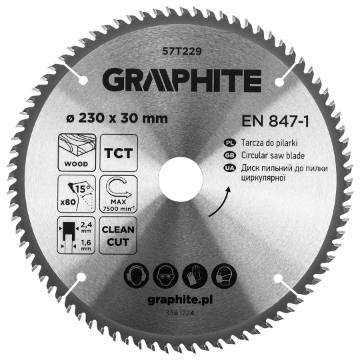 Circular saw blades with HM tips 230 x 30mm, 80 teeth