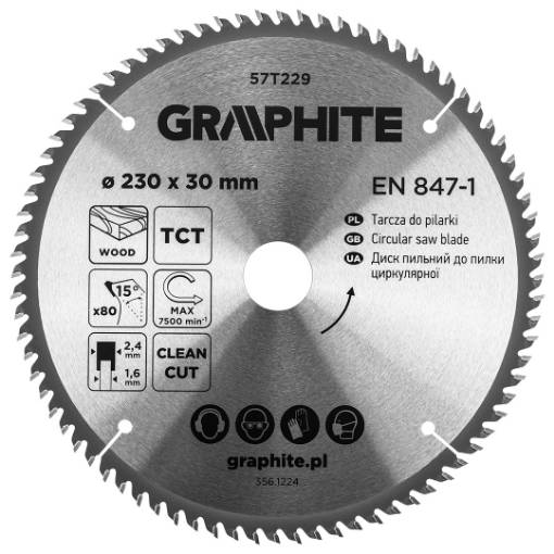 Circular saw blades with HM tips 230 x 30mm, 80 teeth